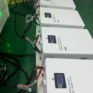 51.2V LiFePO4 battery packs connected for energy storage system testing