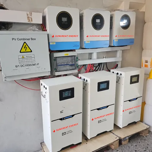 Angled indoor view of all in one battery and inverter wheeled power station on the floor