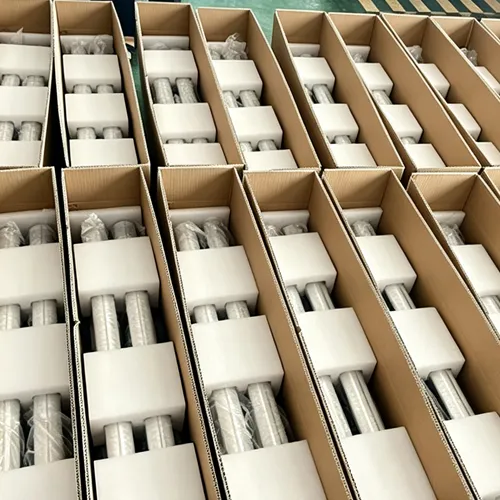 DM solar street light components packed in individual cardboard boxes
