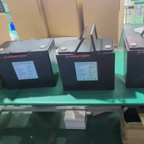 SIB lithium battery units with terminals and carrying handles in a factory