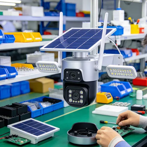 Module ng kamera ng solar street light na may solar panel at mga ilaw na LED habang binubuo ng pabrika