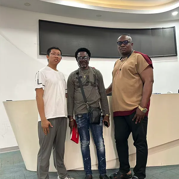 Sungreat Energy professional team posing for a photo with international B2B clients inside their corporate office.