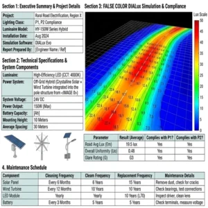 Simulation of Hy series Italy Project Wind-Solar Hybrid Street Light System Breathed Life into a Remote Foothill Campus road around view