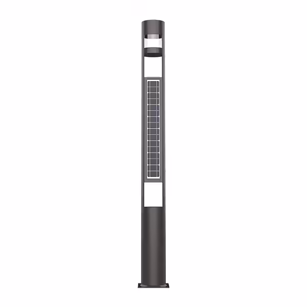 Sungreat Energy VS Series smart solar pole with fully integrated cylindrical design, vertical solar panel and seamless LED lighting for landscape areas