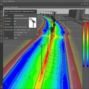 Dialux Simulation of before installation of Vertical Solar Street Light-Oman-project Installing 300 vertical solar street lights on 5-meter poles has transformed nighttime visibility along key Oman road segments. Proper illuminance uniformities eliminate glare and deep shadows, directly reducing accident risks and allowing pedestrians and drivers to navigate safely.
