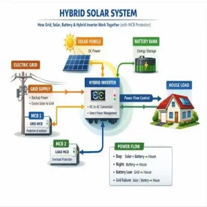How Does a Solar Battery Work with Solar Panels and an Inverter hybrid system