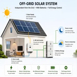 How Does a Solar Battery Work with Solar Panels and an Inverter off grid system