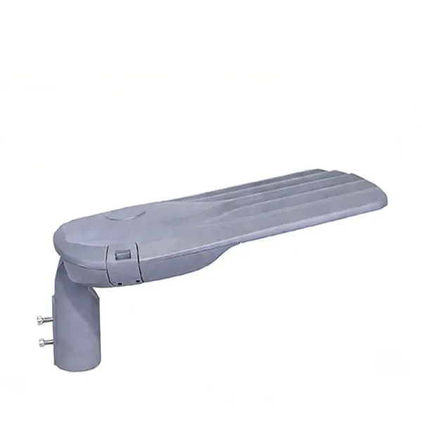 Vista posteriore del lampione stradale a LED Sungreat Energy serie LA, che mostra le alette di dissipazione del calore integrate in alluminio pressofuso e l'alloggiamento aerodinamico per una gestione termica efficiente.