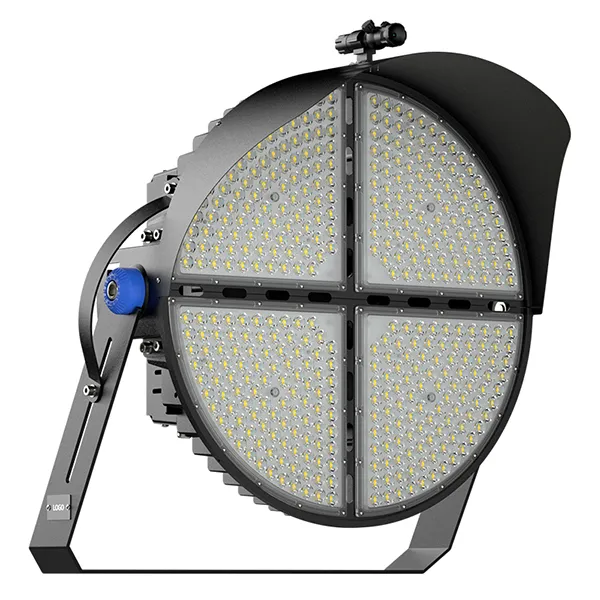 Sungreat Energy QC Series 1000W LED stadium light front view with four LED modules and anti-glare brim