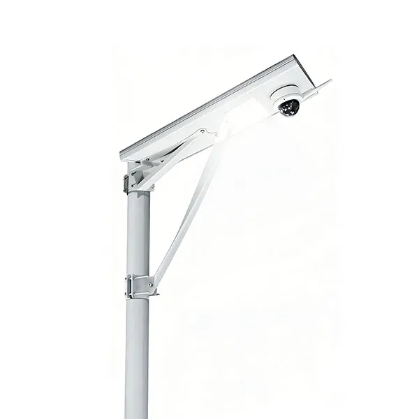 Sungreat Energy BKC Series integrated solar street light with security camera mounted on a street pole for smart city outdoor lighting