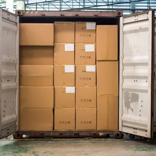 Shipping container fully loaded with FXC all in one solar street lights with built in cameras ready for delivery